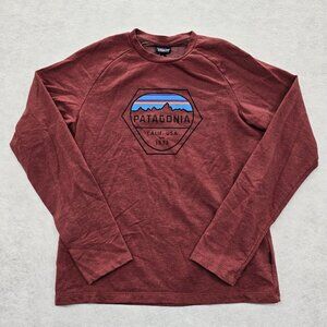 Patagonia Fitz Roy Hex Shirt Mens Size M Long Sleeve Logo Graphic Organic Cotton